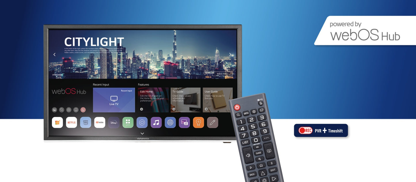 TV Connectée Alphatronics 24' (60cm) – Smart TV 12V avec WebOS, Bluetooth & Wi-Fi